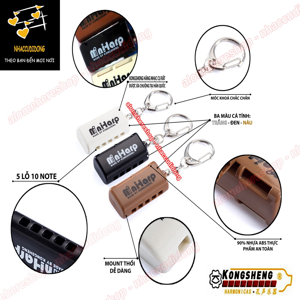 Kèn harmonica mini KongSheng 5 lỗ (Trắng)