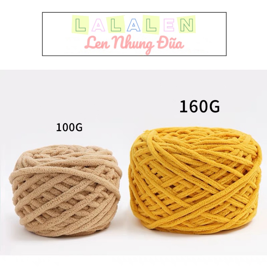 Len Nhung Đũa / Len Bông Sữa 5mm (Bảng Màu Trơn) - Cuộn 160gr