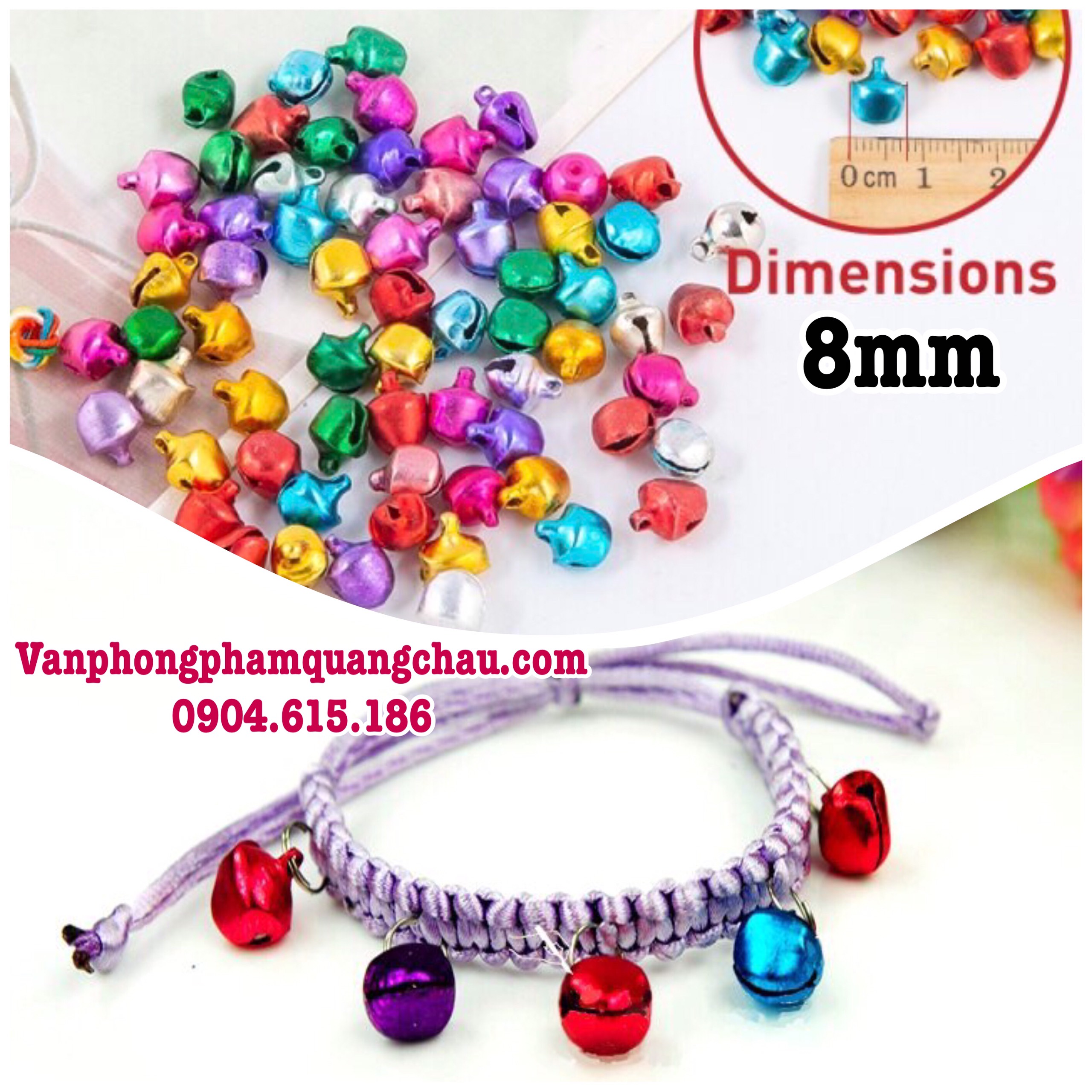 Chuông mini nhiều màu - Size 8mm - Túi 50 chiếc