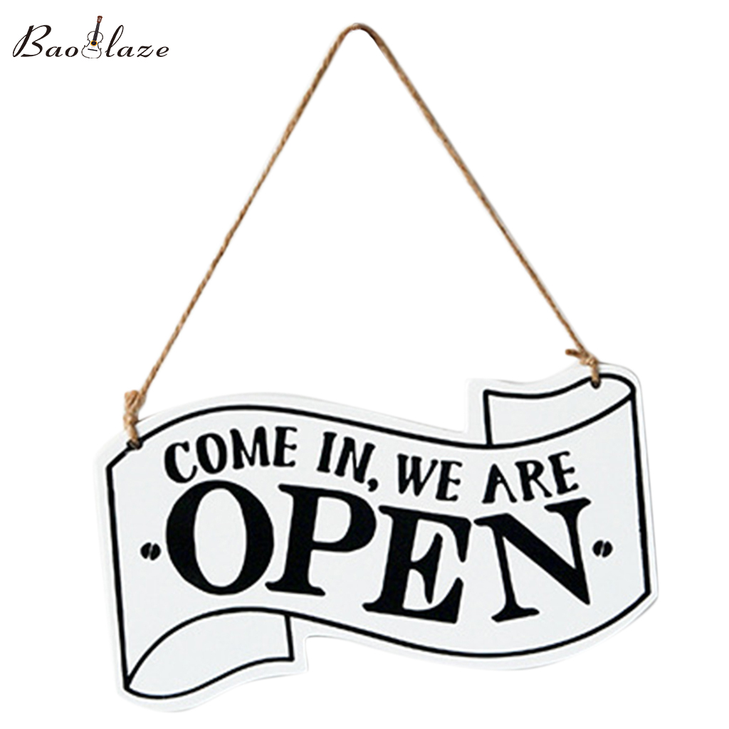 Baoblaze Vintage Wooden Open Closed Welcome Sign Plaque Cafe Shop Door Hanging Type - Sign Door Sign Open Sign