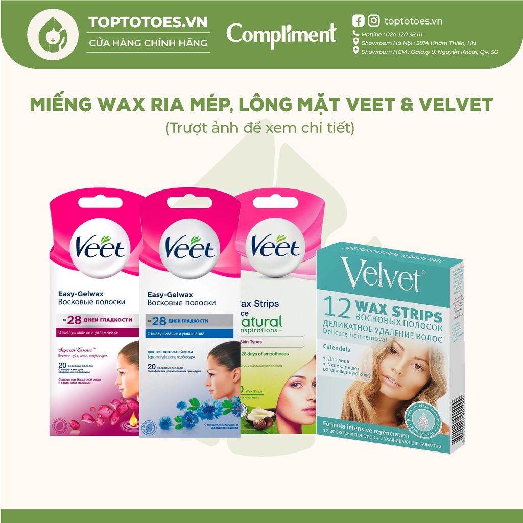Miếng wax ria mép, lông mặt Veet & Velvet