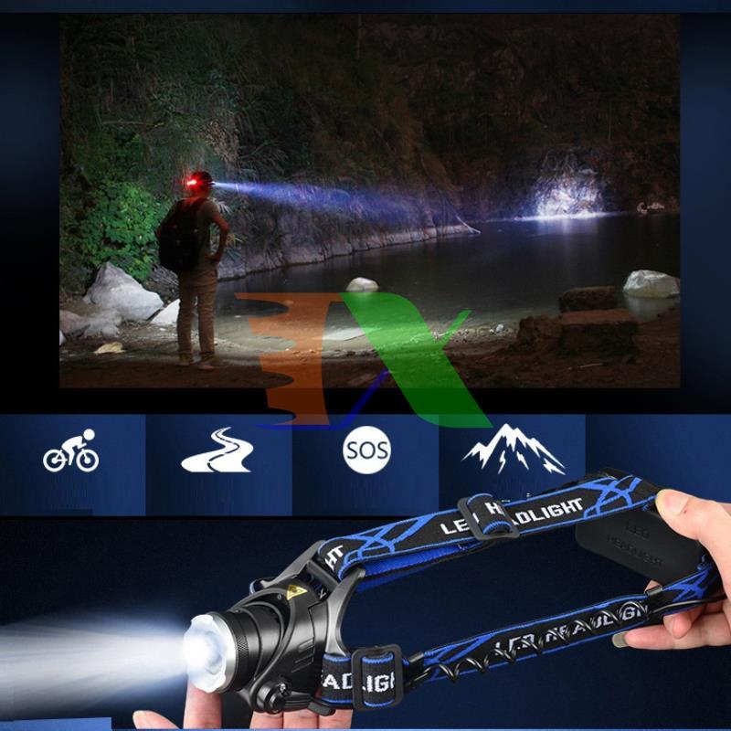 Flashlight tactical head super bright, led Cree T6 premium, flashlight phượt, protection flashlight, enclosed Battery Li-ion + Charger