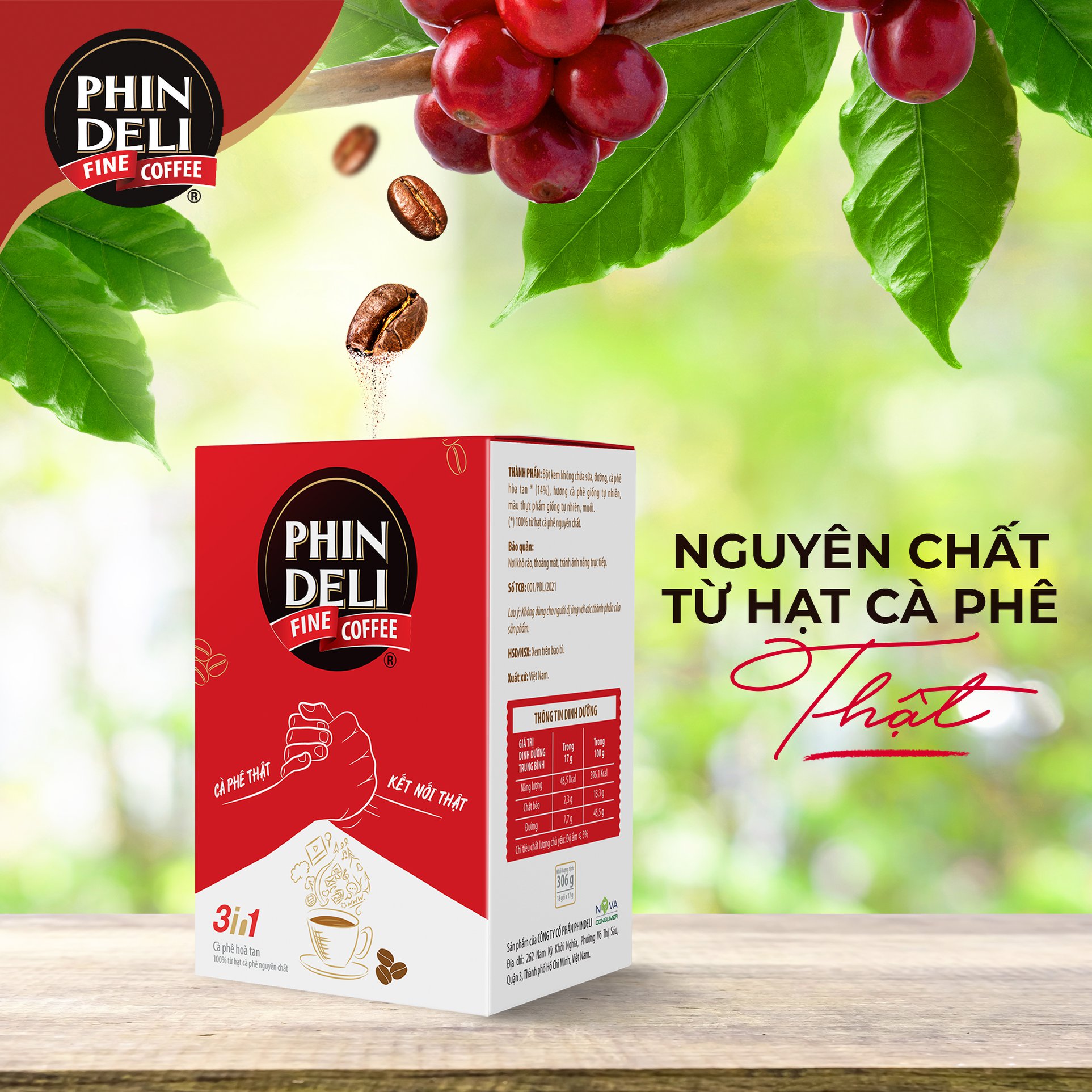 Cà Phê Hòa Tan PhinDeli 3in1 (17g x 18 gói)