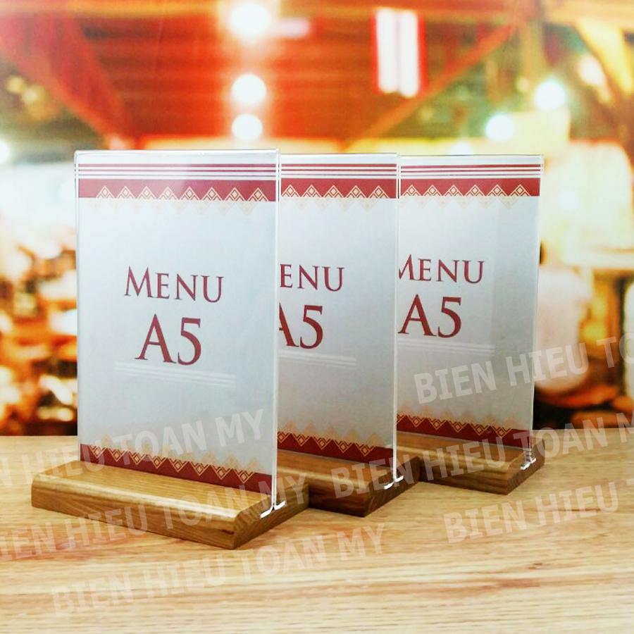 Kệ Menu A5 - standee A5 đê bàn đế gỗ