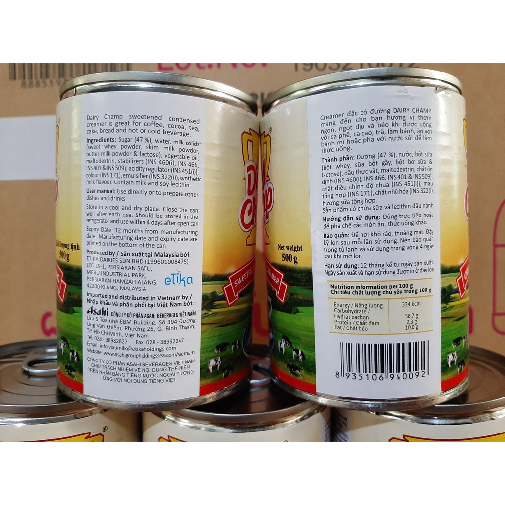(KTT) Sữa đặc có đường DAIRY CHAMP lon 500 gr ( Malaysia)