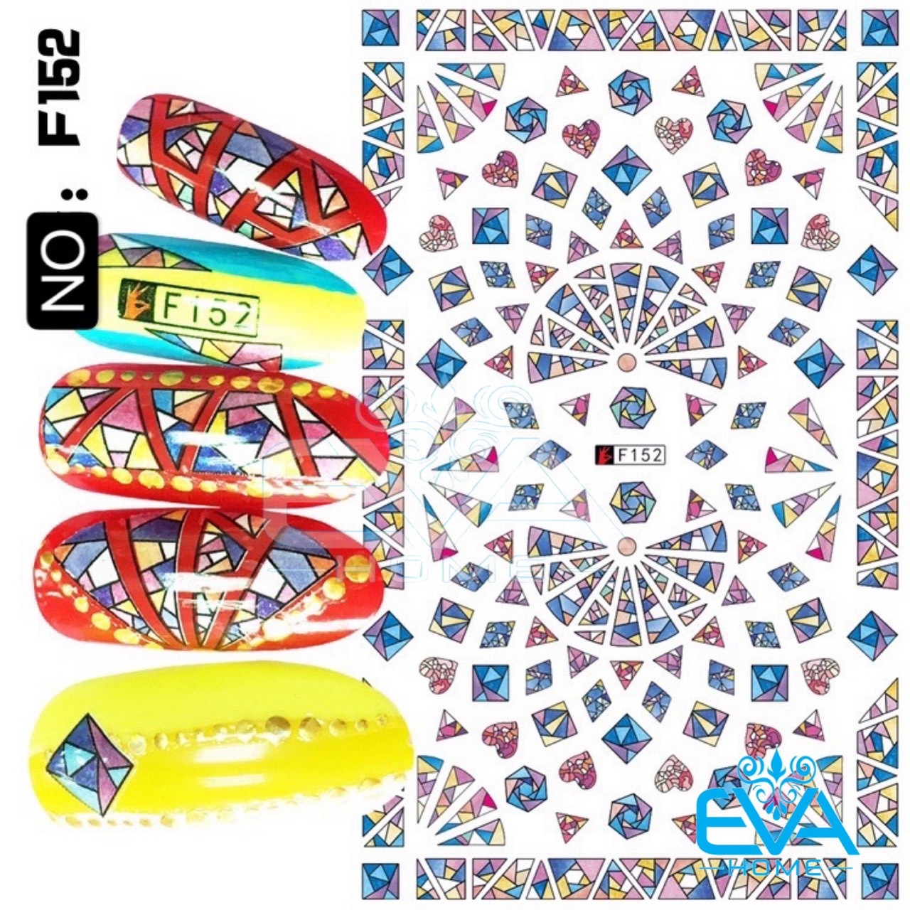 [HCM]Decal Dán Móng Tay 3D Nail Sticker Hoạ Tiết Khối Tam Giác Hình Học F152