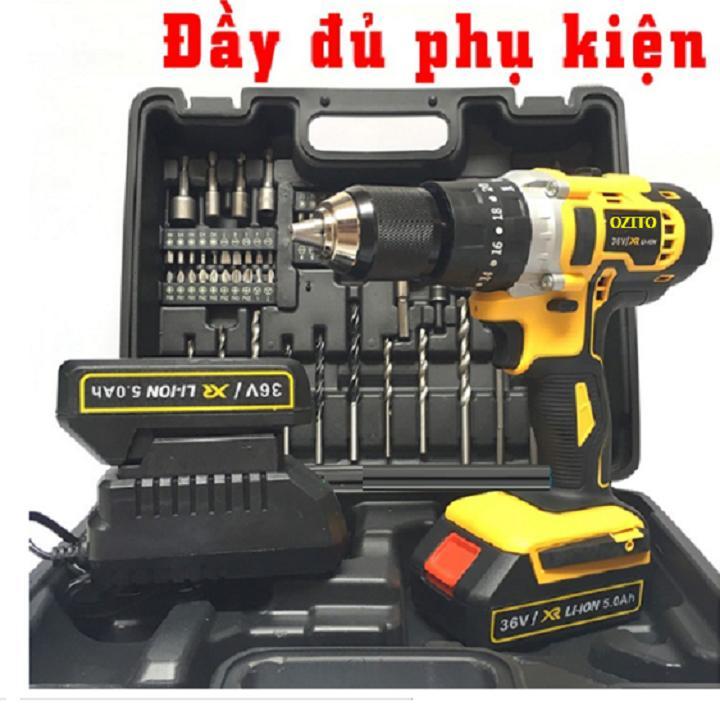 Máy khoan pin, máy khoan bê tông, máy khoan búa, máy khoan bê tông dùng pin 36v ozito 1 pin tặng bộ mũi khoan máy khoan pin, máy bắn vít, máy khoan cầm tay