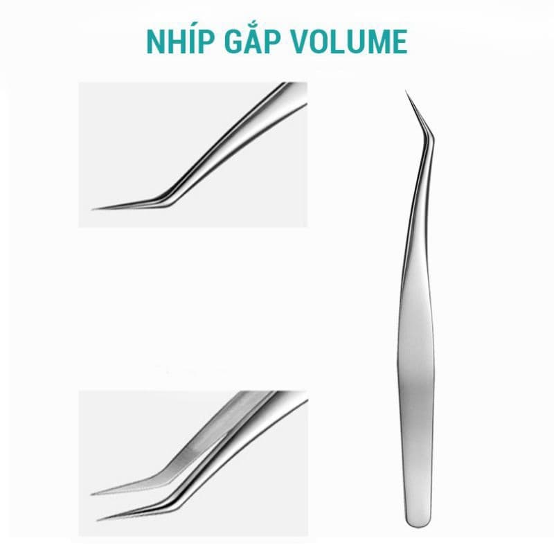 Nhíp cong 45 độ, nhíp cong bao da nối mi volume