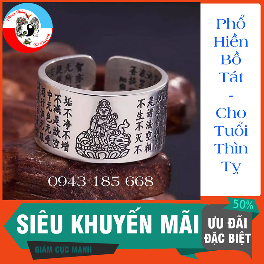 Nhẫn Phật Bản Mệnh - Khắc Kinh Chú Bát Nhã Tâm Kinh - Giúp Cuộc Sống Bình An - Mang Lại Tài Lộc - Nhẫn Phong Thủy – Tấn Tài Tấn Lộc