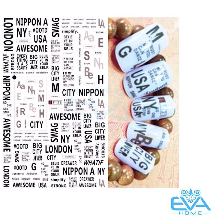 [HCM]Miếng Dán Móng Tay 3D Nail Sticker Tráng Trí Hoa Văn Hoạ Tiết Chữ Viết Alphabet F123