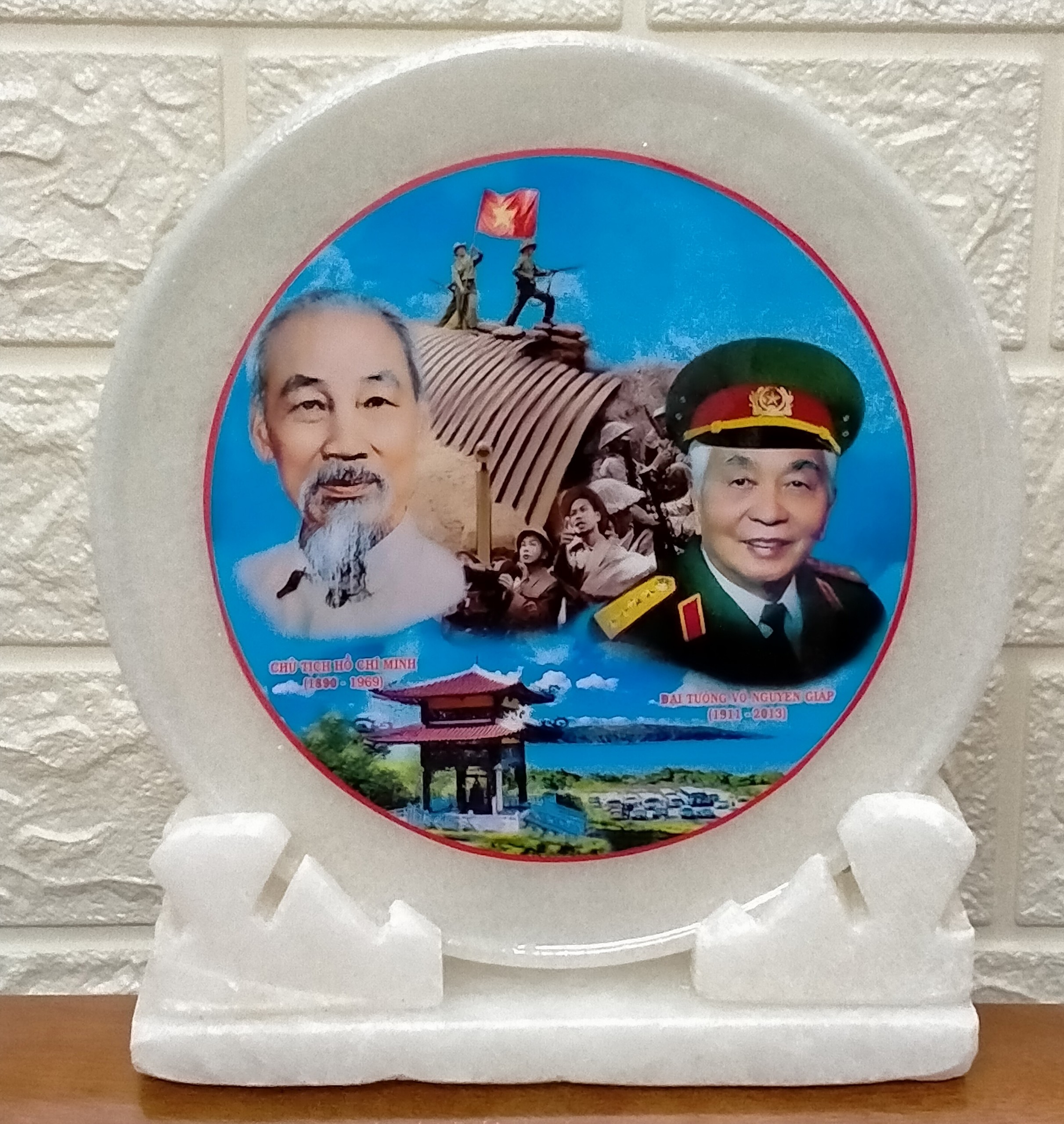 Ảnh ( tượng , dĩa đá ) Bác Giáp - bác Hồ MIỄN SHIP ( 20cm )