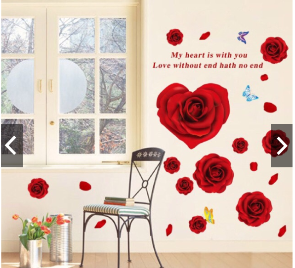 Red Rose Heart Wall Decal