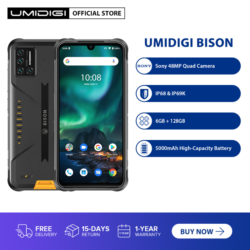UMIDIGI BISON Phone(6GB/128GB)-IP68 / IP69K Waterproof - 6.3 FHD+ Standard Screen - 100% Brand New -Android 10-12 Months Warranty-Free Shipping