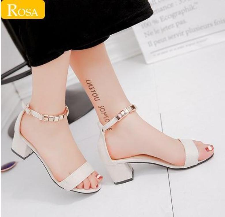 Giày cao gót vuông 5cm bọc mũi bạc vòng cổ hột vuông CG-0172 giá rẻ