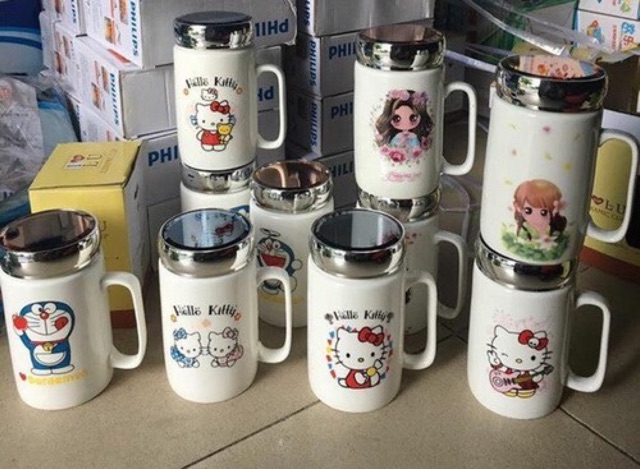 Cốc sứ giữ nhiệt có nắp gương