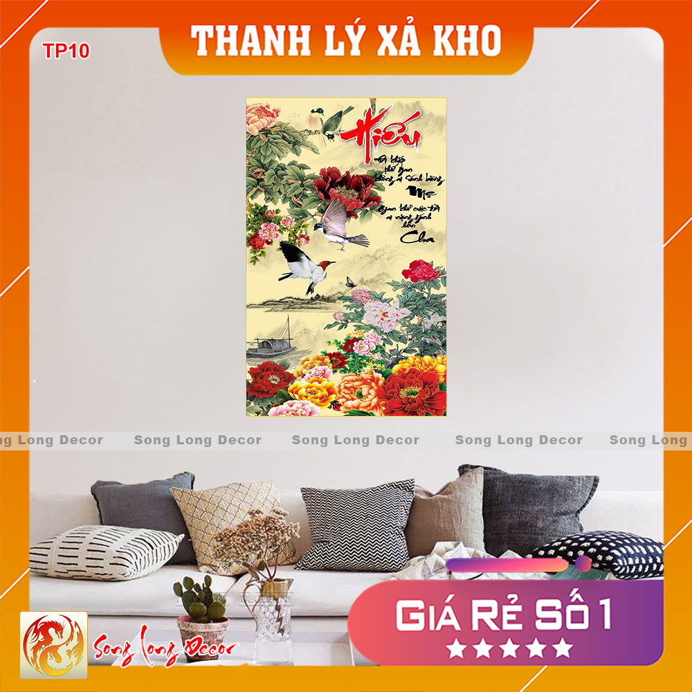 [THANH LÝ SẢ KHO] Tranh dán tường 3d - Tranh 3D Thư Pháp  - Tranh Chữ Hiếu- Giấy dán tường 3d - Song Long Decor - TP10