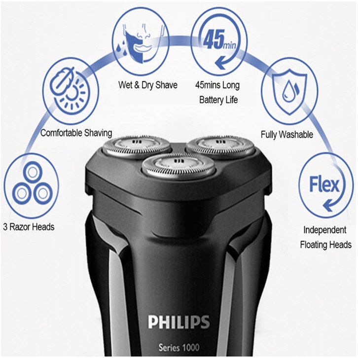 [Hàng Chính Hãng] Máy Cạo Râu 3 Lưỡi Philips S1010