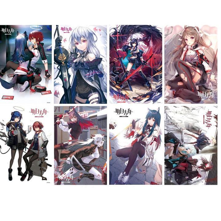 Poster Arknights 8 tấm A3 tranh treo in anime chibi quà tặng độc đáo