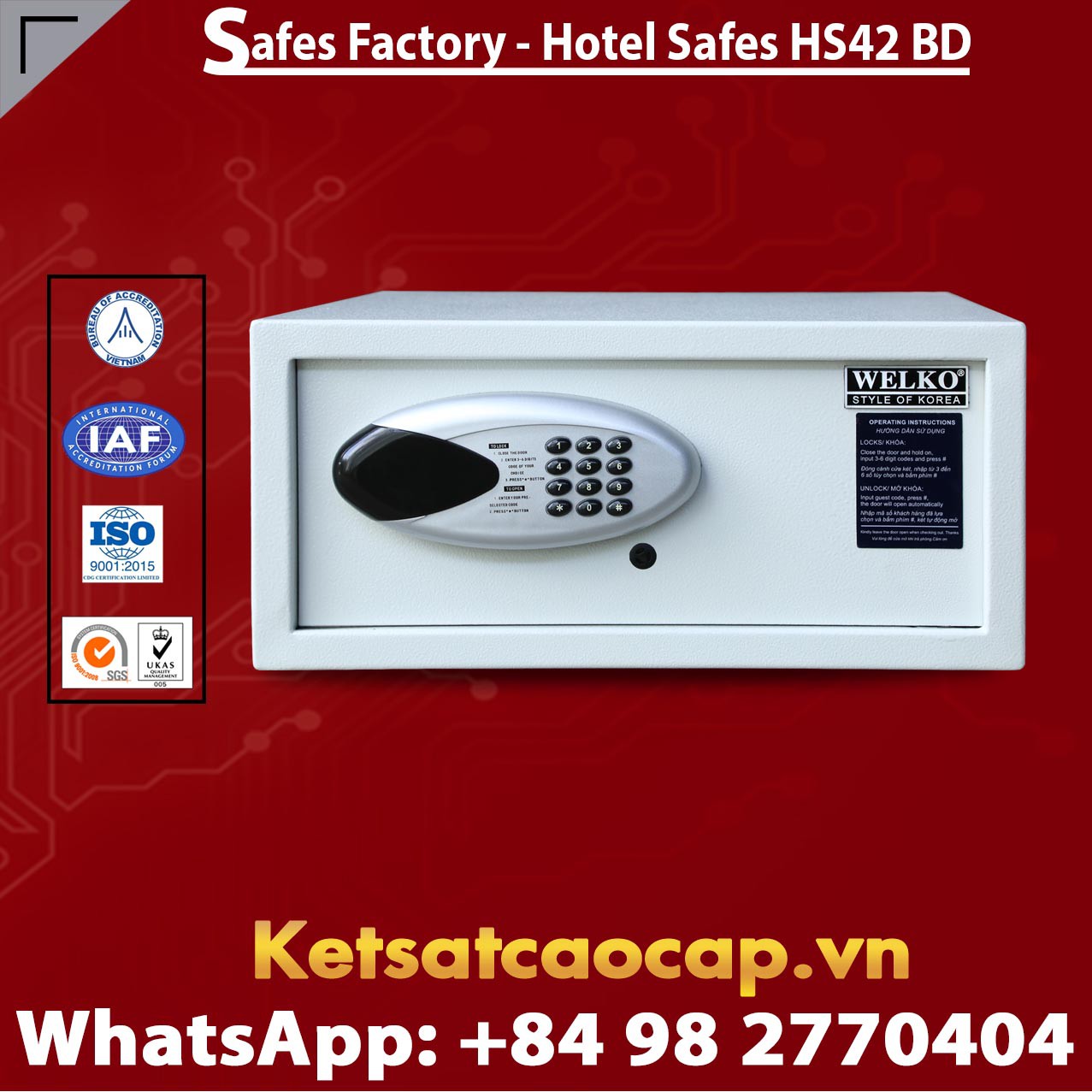 Két sắt khách sạn hotel safes welko hs42 bd