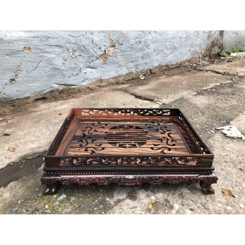 khay trà chân quỳ gỗ mun cao cấp