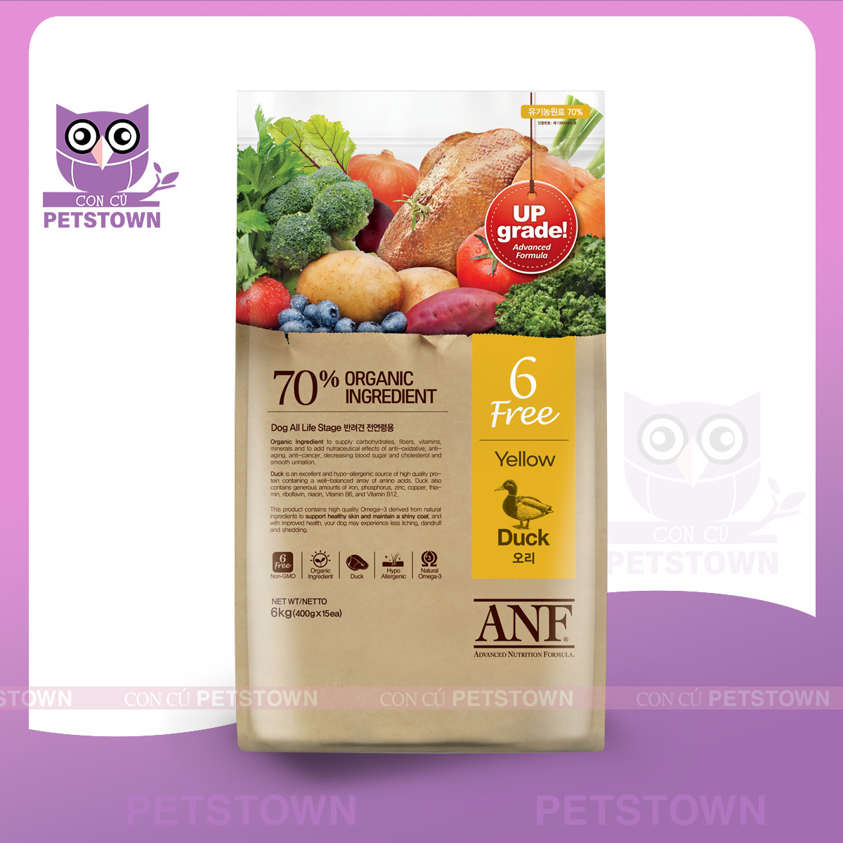 ANF 6free - Thức ăn hạt hữu cơ cho chó mọi lứa tuổi VỊ VỊT