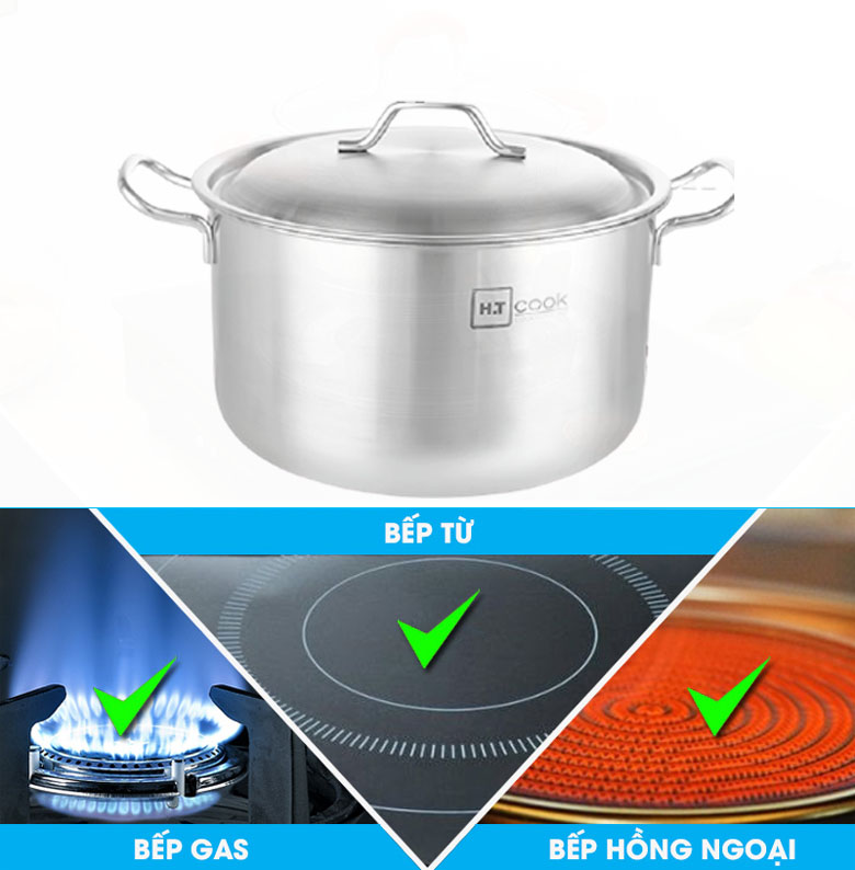 Nồi inox Nắp Inox 26cm HT Cook