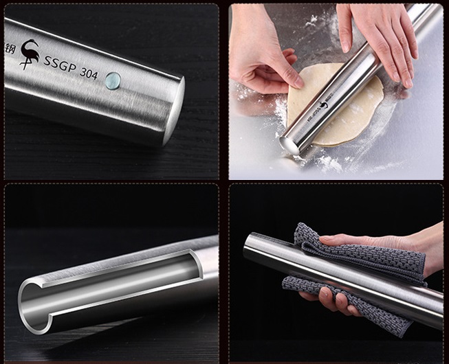 Cây cán bột kháng khuẩn inox 304 dài 48cm SSGP