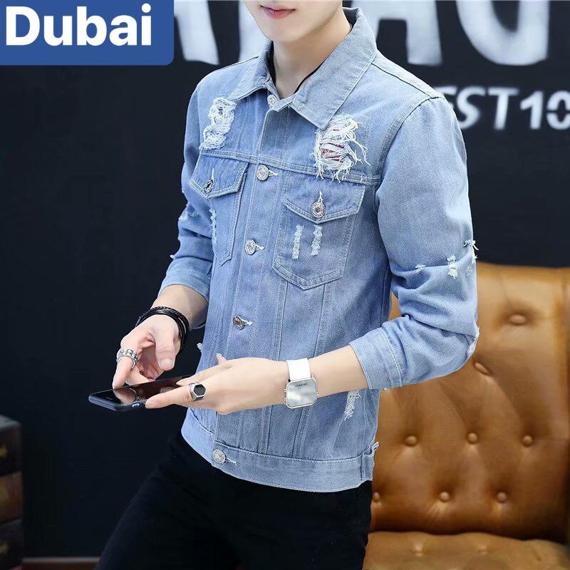 ÁO KHOÁC JEAN NAM CHẤT BÒ XANH NHẠT HÀN QUỐC CHẤT MEN NGẦU DB-88 - DUBAI FASHION