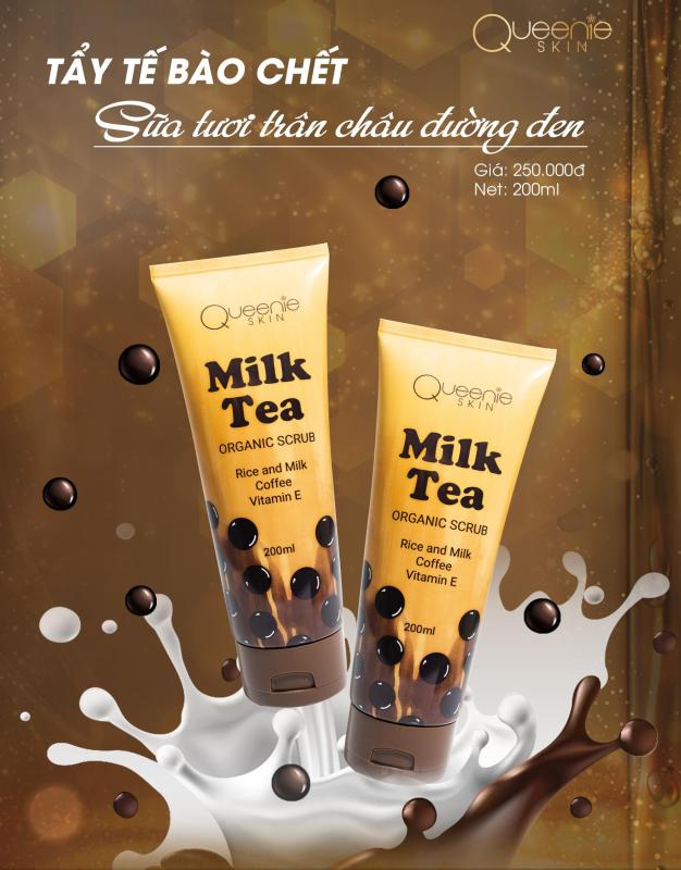 Tẩy Tế Bào Chết Trân Châu Đường Đen tẩy da chết cả mặt và body ,dưỡng ẩm ,làm sáng da Queenie Skin Milk Tea 120ml