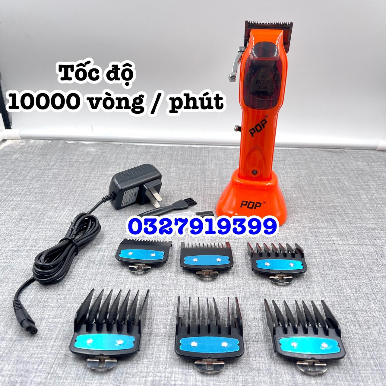 POP Tông đơ cắt tóc từ tính POP S33 công suất 10W màu cam động cơ từ tính tốc độ 10000 vòng/phút pin lithium-ion 2500mAh thời gian sử dụng 180 phút