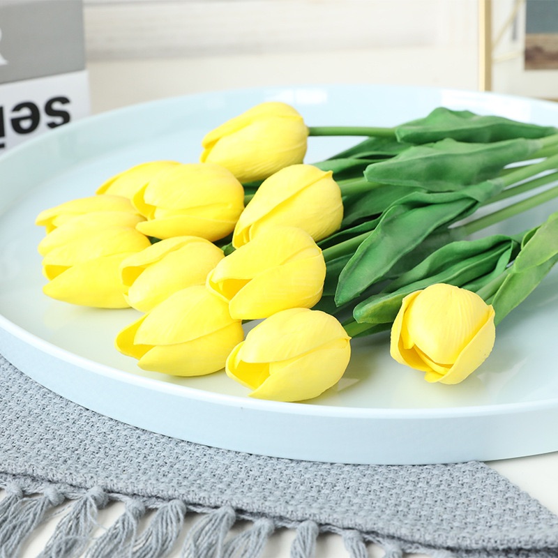 Bó 10 cành hoa tulip giống ( 10 cành hoa tuylip giả -lá xoăn -loại 1) 32cm