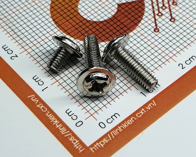 Vít ren sắt m3+12mm - đầu vành mũ