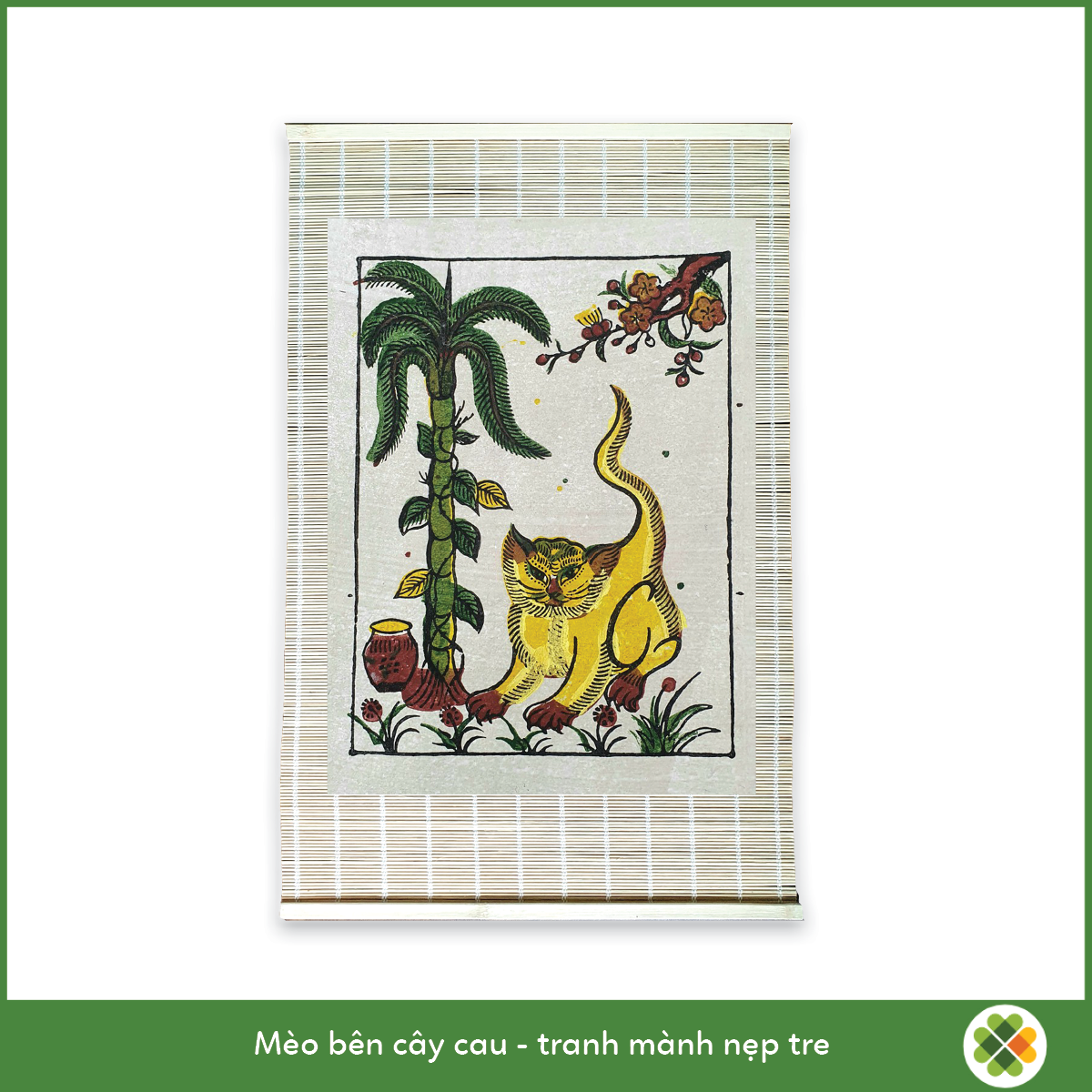 The Cat and the Areca Tree - Dong Ho folk woodcut painting