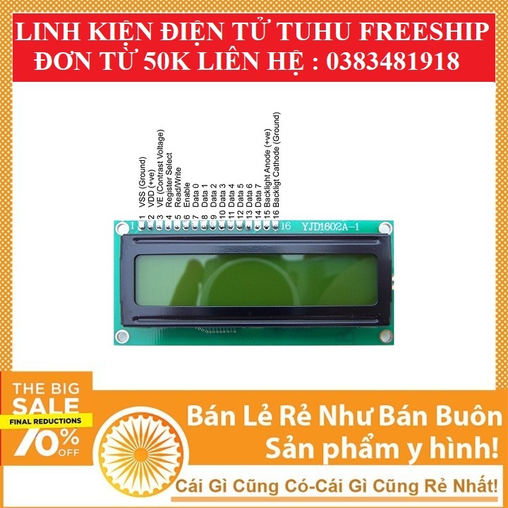 Màn Hình LCD 16x2 3.3-5V-linhkiendientubk