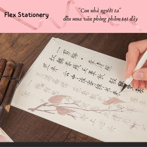 Set 10 tờ giấy luyện chữ hán, thể sấu kim, giấy họa tiết cổ điển có kèm bìa, luyện chữ hán