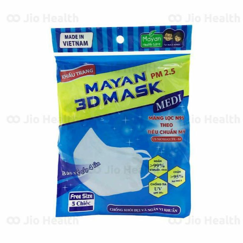 Giá bán COMBO 5 Túi Khẩu Trang người lớn cao cấp MAYAN PM2.5 3D MASK, gói 5 chiếc