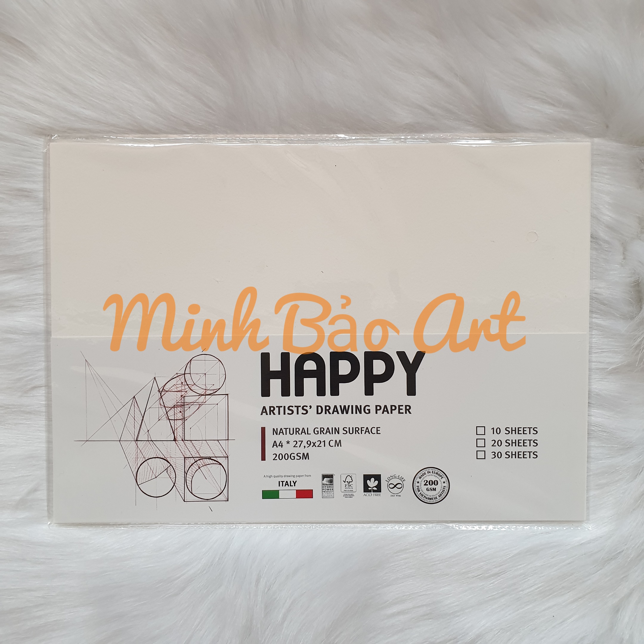 [HCM]XẤP 20 TỜ GIẤY VẼ HAPPY 160 / 250 GSM (GIẤY Ý)
