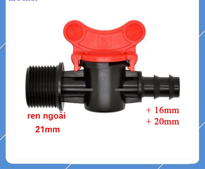 Van khởi thủy ren ngoài 21mm khóa ống pe, ldpe 16mm, 20mm - van khóa ống phun mưa