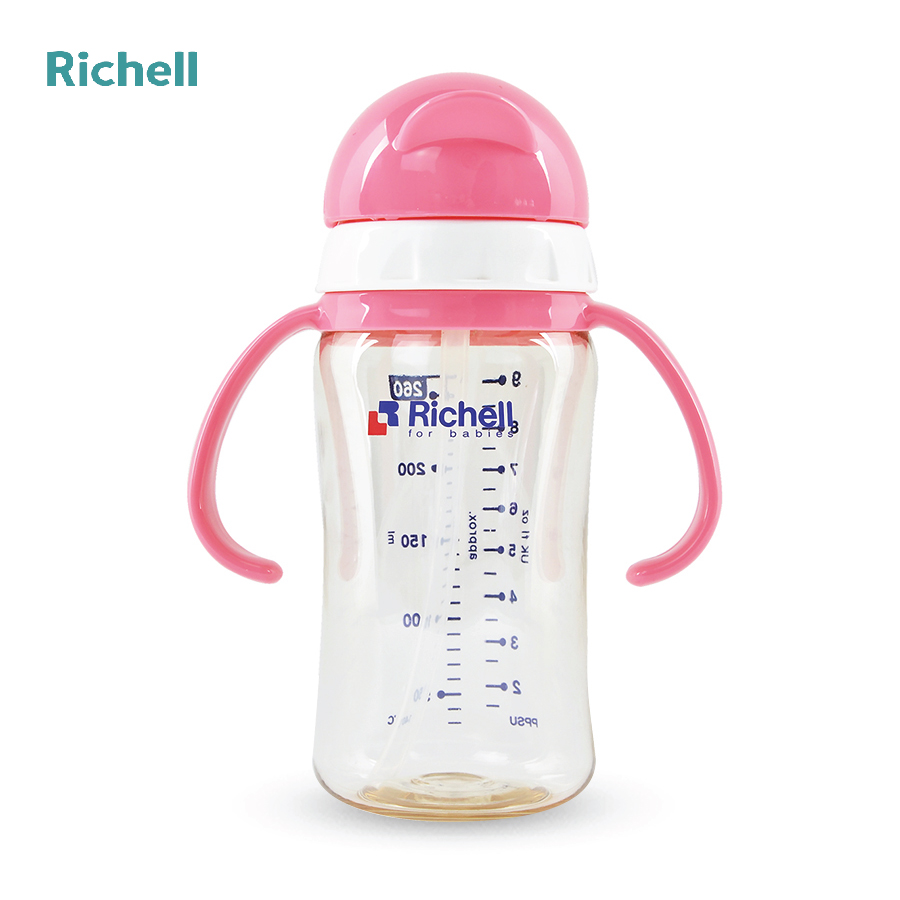 BÌNH ỐNG HÚT PPSU RICHELL (260ML-HỒNG)
