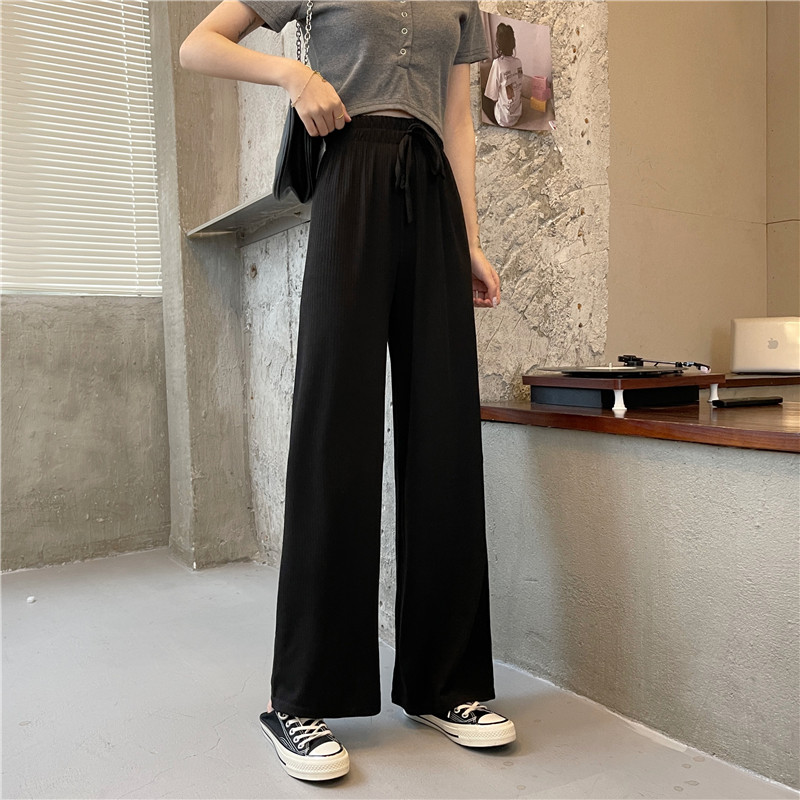 Quần ống rộng thun tăm xuất hàn F4U quần tăm ống suông mùa hè Q89