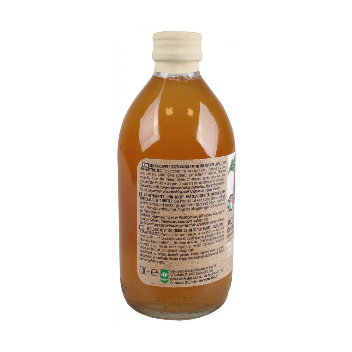 Giấm táo hữu cơ Apple Cider Vinegar (Có giấm cái) 500ml - ProBios