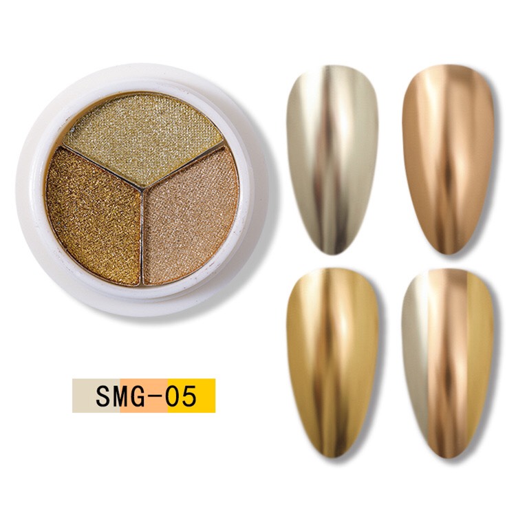 Bột tráng gương nén 3 màu trang trí nail
