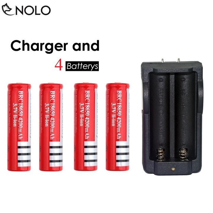 18650 battery 2 slots dual charger with 4 18650 rechargeable batteries for flashlight and mini fan