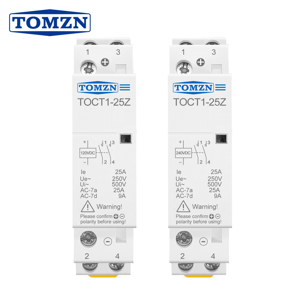 Toct1 2p 25a dc 12v 24v cuộn dây 220v230v 5060hz din đường sắt hộ gia đình ac modular contactor 2no hoặc 1no 1nc