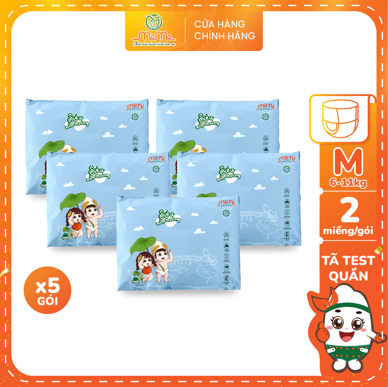 Combo 10 miếng bỉm dùng thử mễ mễ