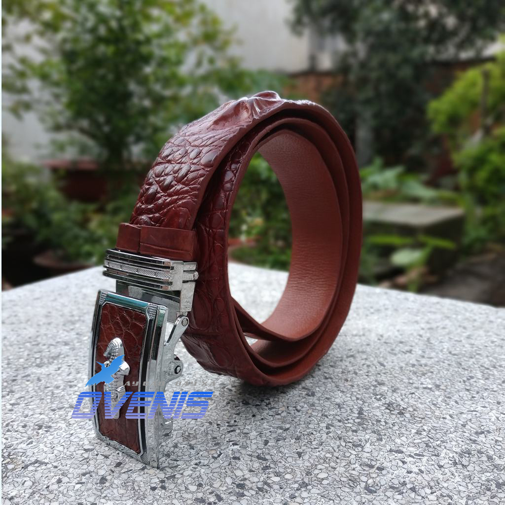 Thắt lưng da cá sấu liền nguyên con.