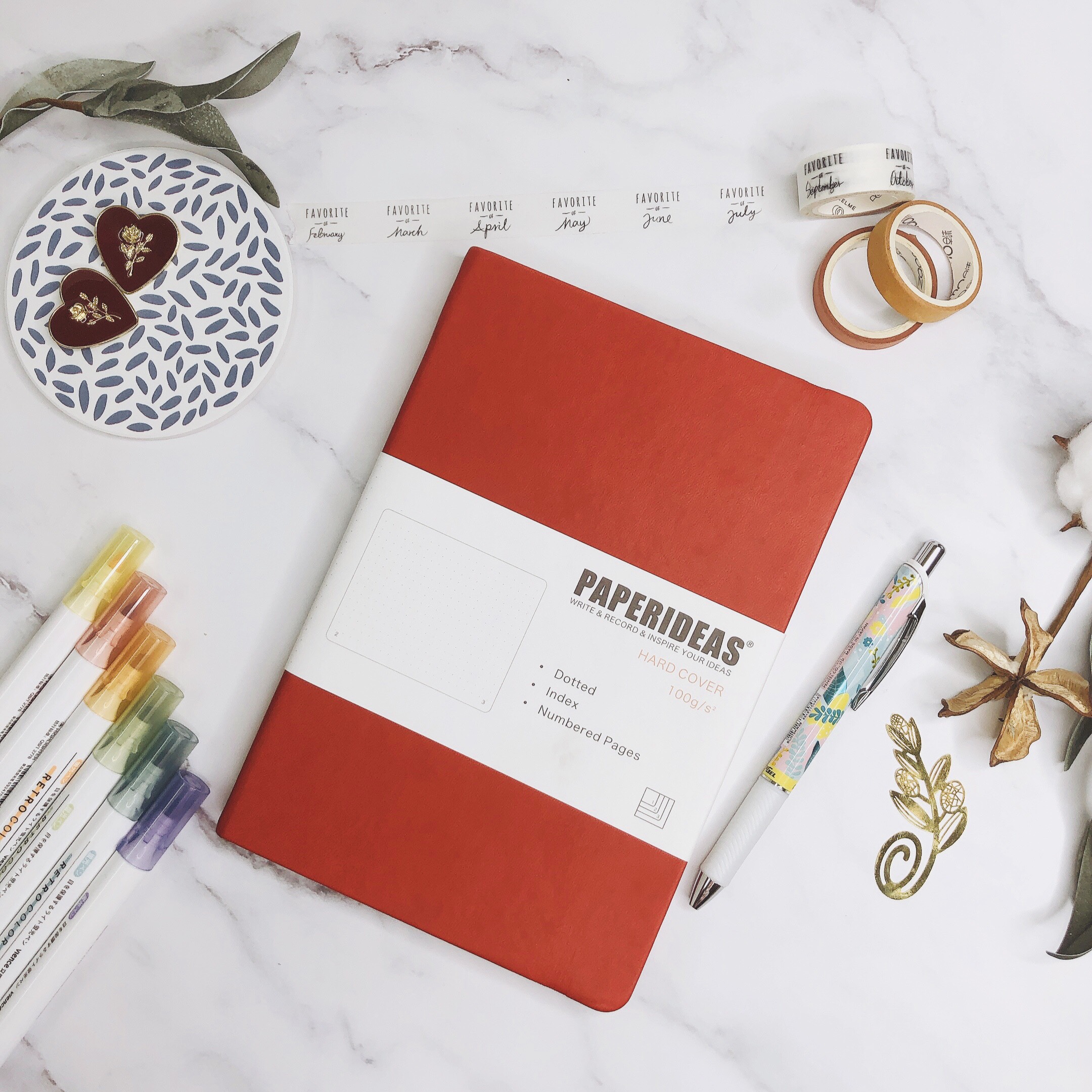 [Quà 0 đồng] Sổ Tay Paperideas A5 Bìa Da 9 màu Giấy Dot (9 màu bìa)