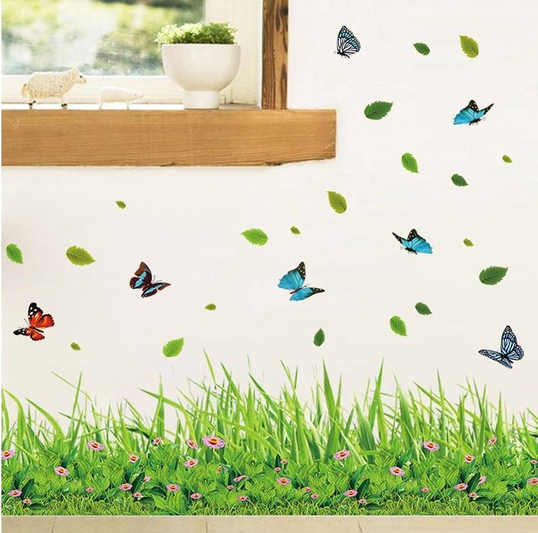 Decal dán tường chân tường cỏ xanh -A15-vivadecal