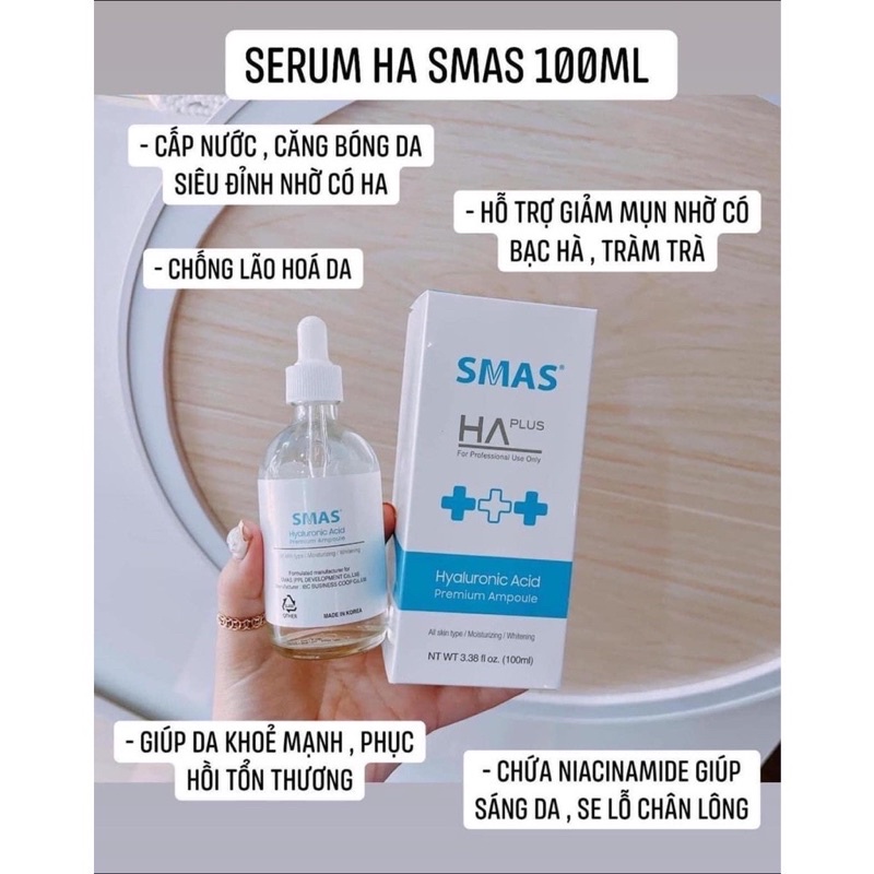 Serum Cấp Ẩm, Phục Hồi da - Smas HA Plus 100ml
