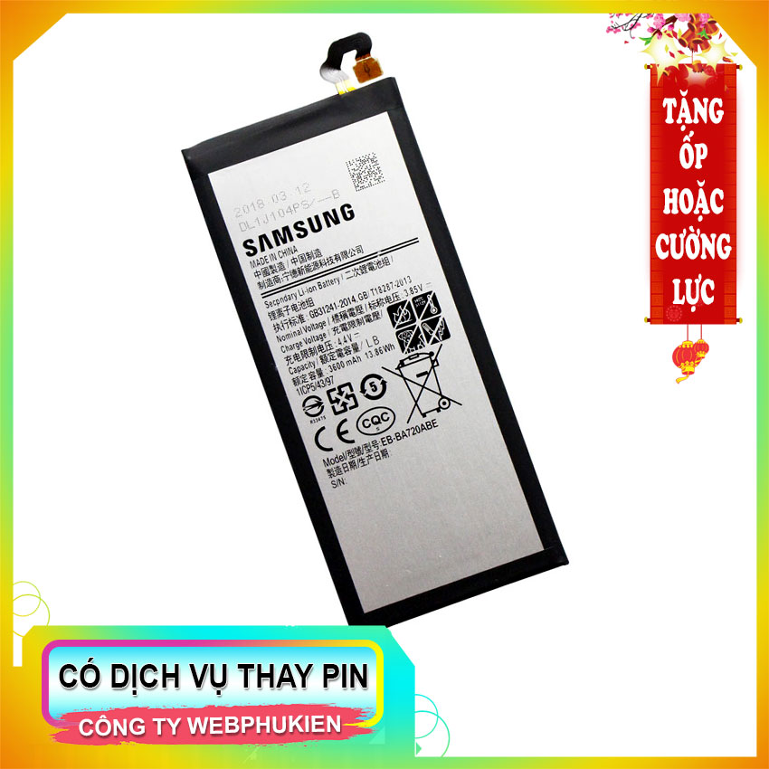 Pin webphukien cho Samsung Galaxy J7 Pro, A7 2017 A720F EB-BA720ABE 3600mAh (Trắng)